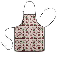 Multicolor Christmas Camping Pattern Kids Aprons for Girls and Boys,Adjustable Neck Strap Toddler Aprons for Kids Cooking Baking