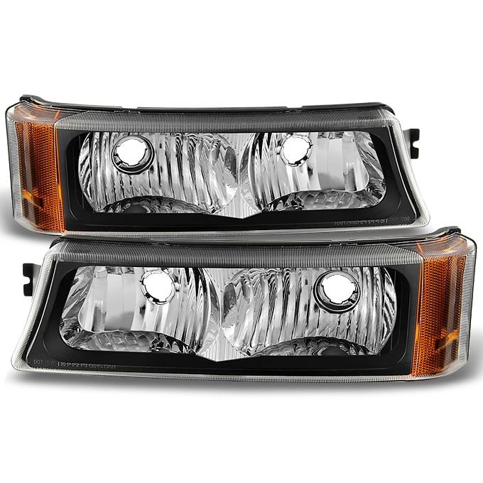Fit 20032006 Chevy Silverado Black Bumper Signal Parking Lights Lamps