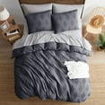 thumbnail image 4 of Nestl Boho 3 Piece Duvet Cover Set, Tufted Embroidery Double Brushed Duvet Cover with Button Closure with 2 Pillow Shams, Twin (68"x90") - Gray, 4 of 8