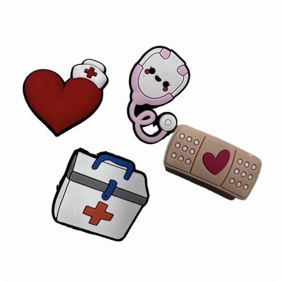 Nurse Bandage Heart Stethoscope Occupation Cartoon Decorative Charms for Clogs, Bracelets, Purses, DIY Crafts