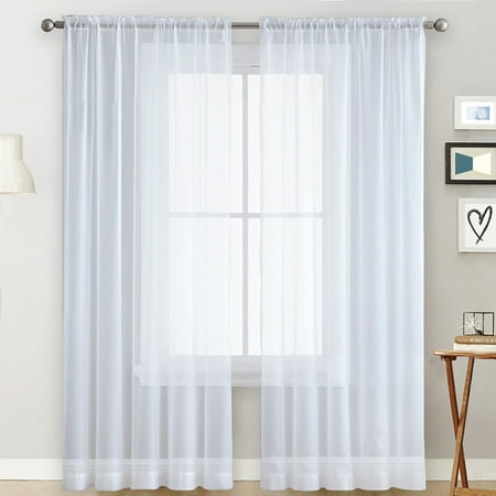 Sheer Curtains Living Room Rod Pocket, Black White Sheer Curtains