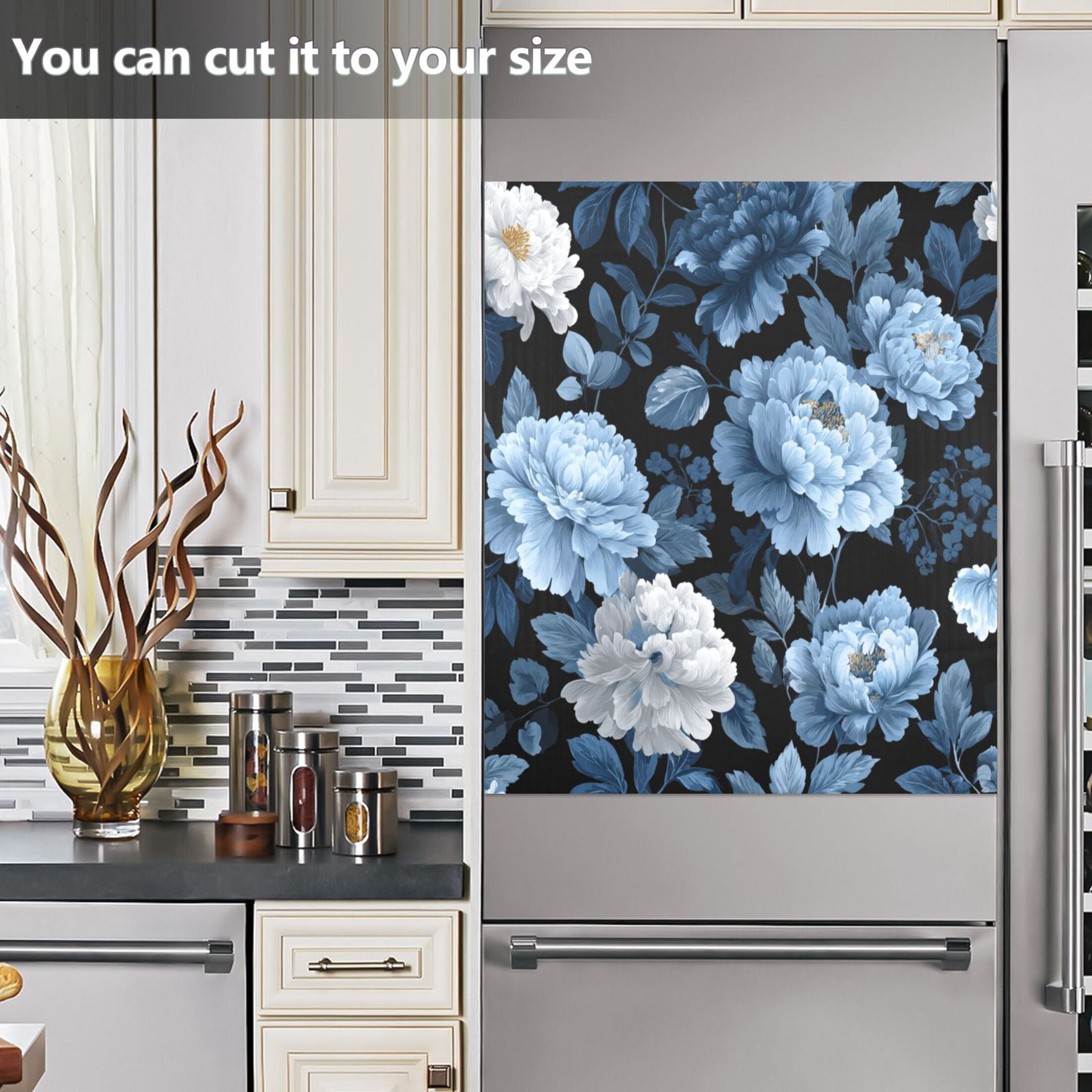 Dishwasher Sticker Magnetic Dishwasher Sticker Magnetic Decorative Sticker Refrigerator Sticker Dishwasher Decorative Stickers Lovely Blue Flowers