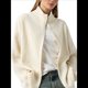 thumbnail image 3 of Chaqueta de Punto para Mujer, Estilo Clásico, Informal, con Cuello Alto, Cremallera y , de Color Liso. Talla Única, 3 of 10
