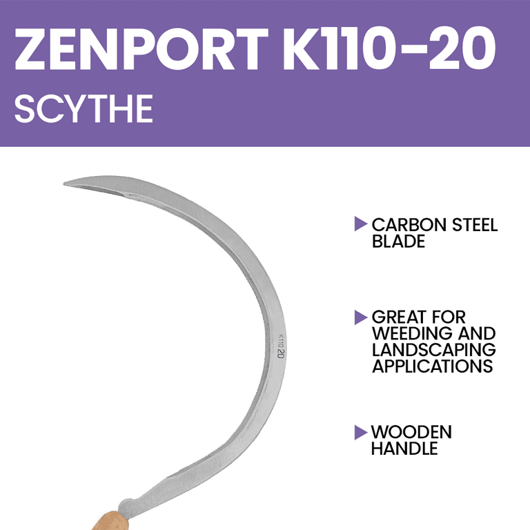 Zenport K110-20-Inch Landscape Scythe Serrated Curved Blade 20 in
