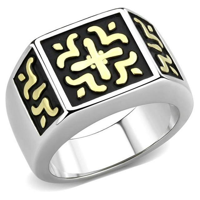 Men Two-Tone IP Gold Stainless Steel Ring with No Stone in No Stone - Size 11