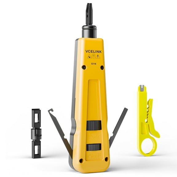 VCELINK Punch Down Impact Tool Kit with 110/66 Blades and Network Cable CAT6/CAT5/CAT3 Stripper