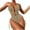Brown, variant on Lovskoo One Piece Swimsuit Women 2024 Sleeveless V Neck Solid High Waist Bathing Suit Hollow Monokini Swimwear Brown L