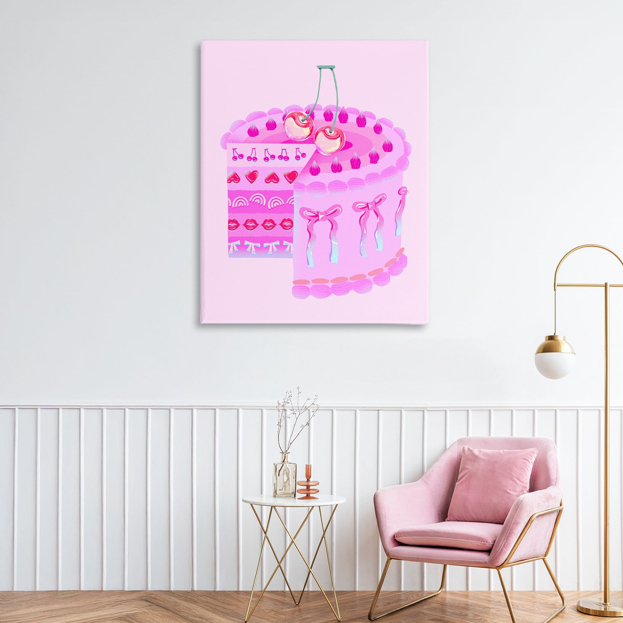 Stupell Industries Pastel Cherry Layered Cake Canvas Wall Art, design by Ziwei Li
