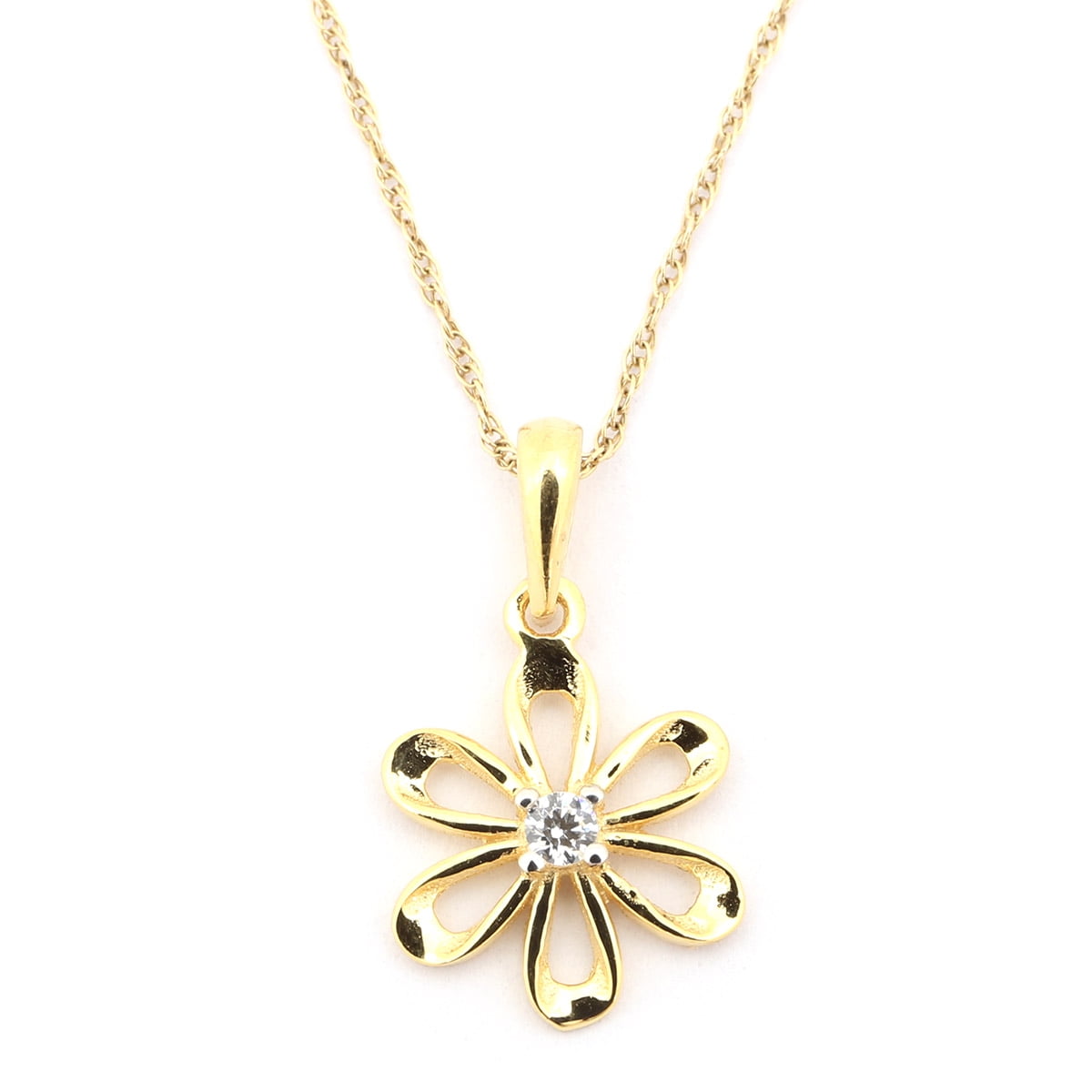 14k Yellow Gold Cubic Zirconia Bow Pendant mm Length