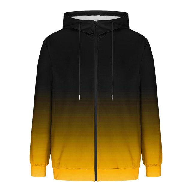 Long Jacket for Men, Men's Casual Gradient-Color Long-Sleeve Zipper Sweatshirt Jacket Top with Pockets, Long-Sleeve Hooded Casual Jacket/Coat, Mens Long Sleeve