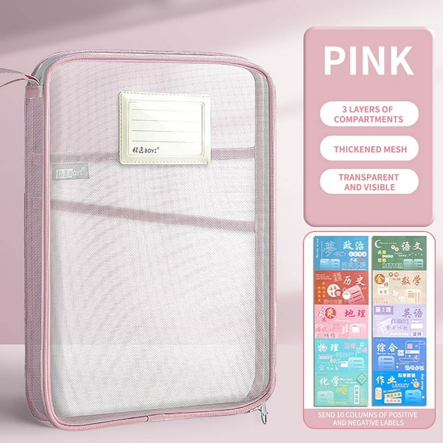 Sac de Rangement Transparent Étudiant A4 Sac de Fichiers en Filet Classification Sac de Rangement pour Devoirs Sac de Rangement pour Examens Tutorat
