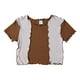 thumbnail image 1 of Gibobby Blusas Manga Larga Niñas Niñas Colorblock Oreja Borde Cuello redondo Acanalado Punto Manga corta Ropa Verano Casual Top （Café， 8-9Años), 1 of 5