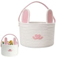 thumbnail image 2 of Cute Easter Basket, Large Easter Bunny Basket, Woven Cotton Rope Baby Egg Easter Baskets for Girls, Boys, Toddler, Babies, Infant, with Gift Bags and Ribbons, 2 of 9