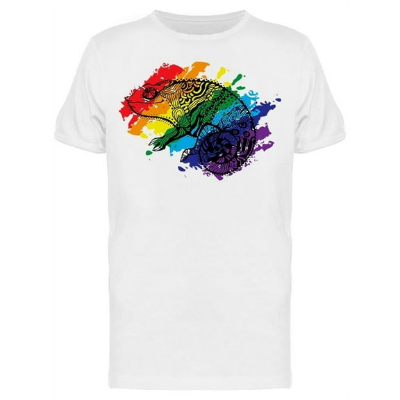Stylized Chameleon Rainbow T-Shirt Men -Image by Shutterstock, Male Large