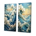 thumbnail image 3 of Designart "Waves in Kinetic Blue III" Kinetic Art Wall Art Set Of 2 - Teal Beach Canvas Set For Living Room Decor, 3 of 7