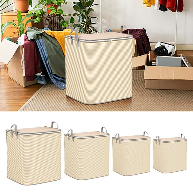 Vaidha Striped Clothing Storage Bag Household Large Capacity Clothing Sorting Box Cotton Quilt Storage Bag Moving Packing Bag