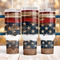 thumbnail image 3 of America 40oz Quencher tumbler sublimation USA flag Wooden rustic Patriotic Waterslide, 3 of 3