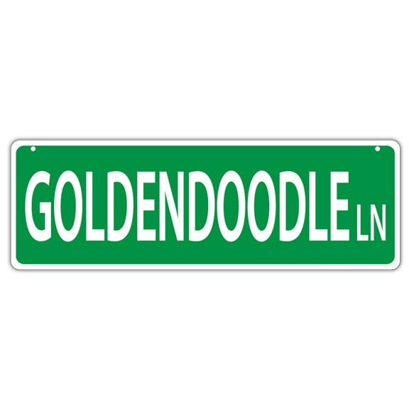 Plastic Street Signs: GOLDENDOODLE LANE (GOLDEN RETRIEVER POODLE) , Dogs