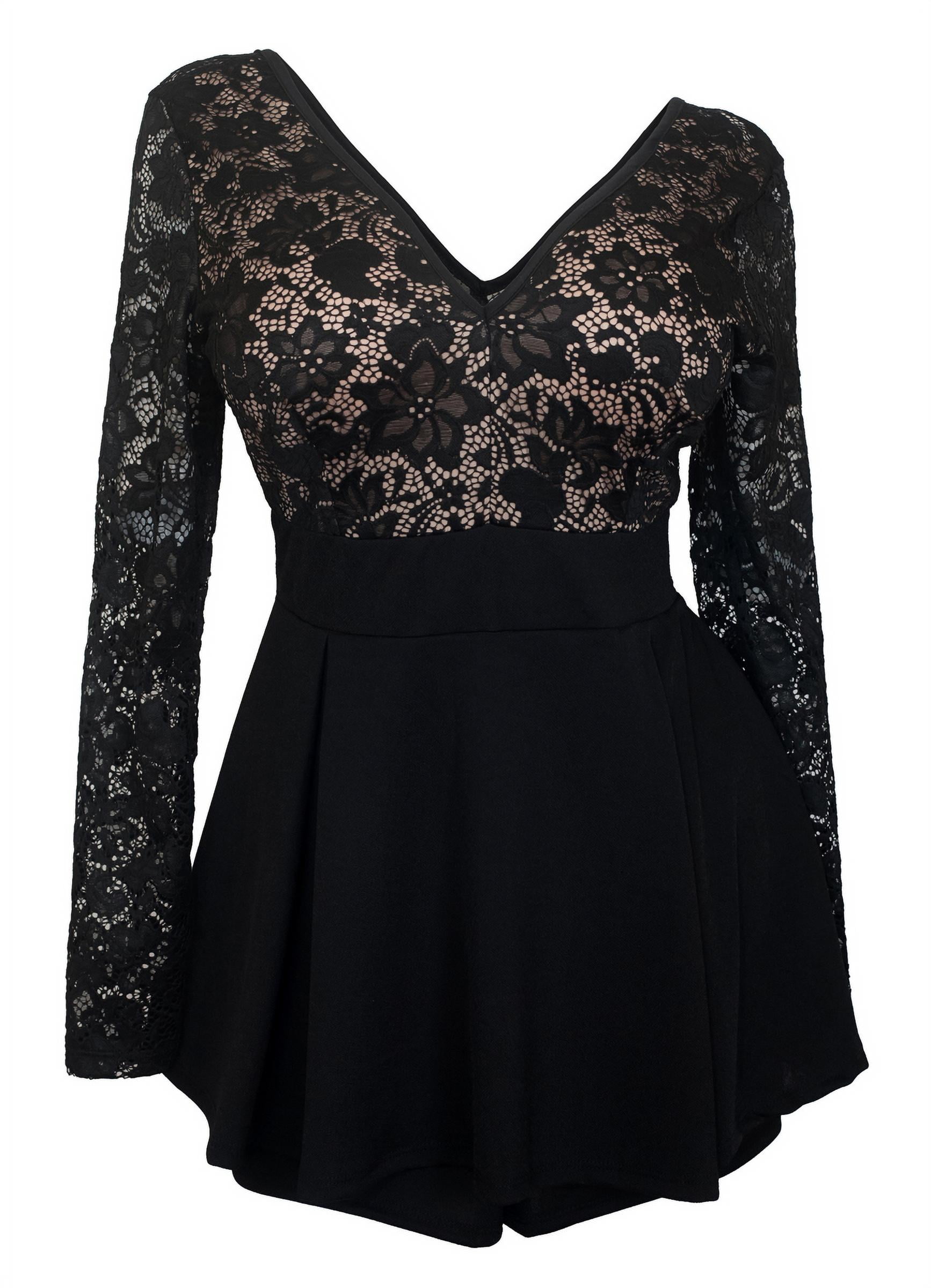 Plus size top black lace romper