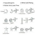 thumbnail image 5 of Lancharmed White Gold Plated Cute Earrings for Womens,6 Pairs Zircon Moon Stars Round Rectangles Earring Teacher Gifts for Women, 5 of 7