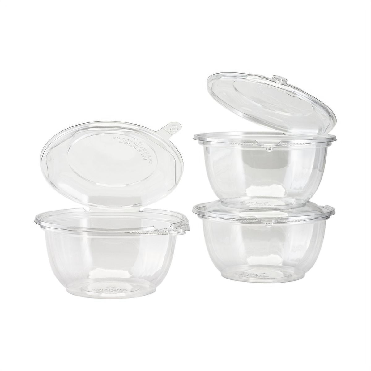 PET Tamper Resistant Hinged Salad Bowl with Dome Lid, 32 oz. (240 Bowls/Lids )