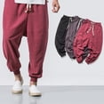 thumbnail image 2 of Plus Size Men's Casual Linen Pants, Trousers, Joggers, Elastic Waist Drawstring Straight Leg, Soft Breathable Lightweight, Daily Wear Summer Essentials | JASKFLY,Red 3XL, 2 of 9