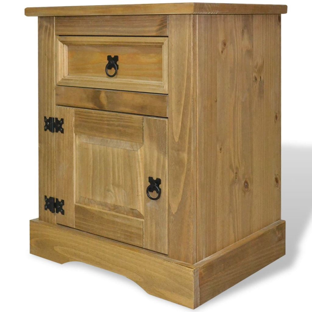 Corona 3 Drawer Bedside Cabinet Table Large Solid Medium Wood Mexican Pine 