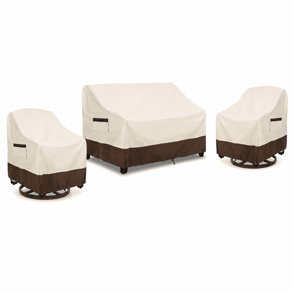 Patio Furniture Covers Beige&brown 3 Piece Set-Medium