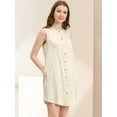 thumbnail image 2 of Vestido De Mezclilla Tipo Túnica De Cambray Sin Mangas Con Botones Y Bolsillo Para Mujer Albaricoque XL, 2 of 6