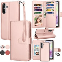 For Samsung Galaxy A36 5G Case Wallet with Card Holder, Lanyard and Kickstand for Women Men, Ebizware Magnetic Flip Detachable PU Leather Wallet Phone Case Cover for Samsung Galaxy A36 5G - Rose Gold