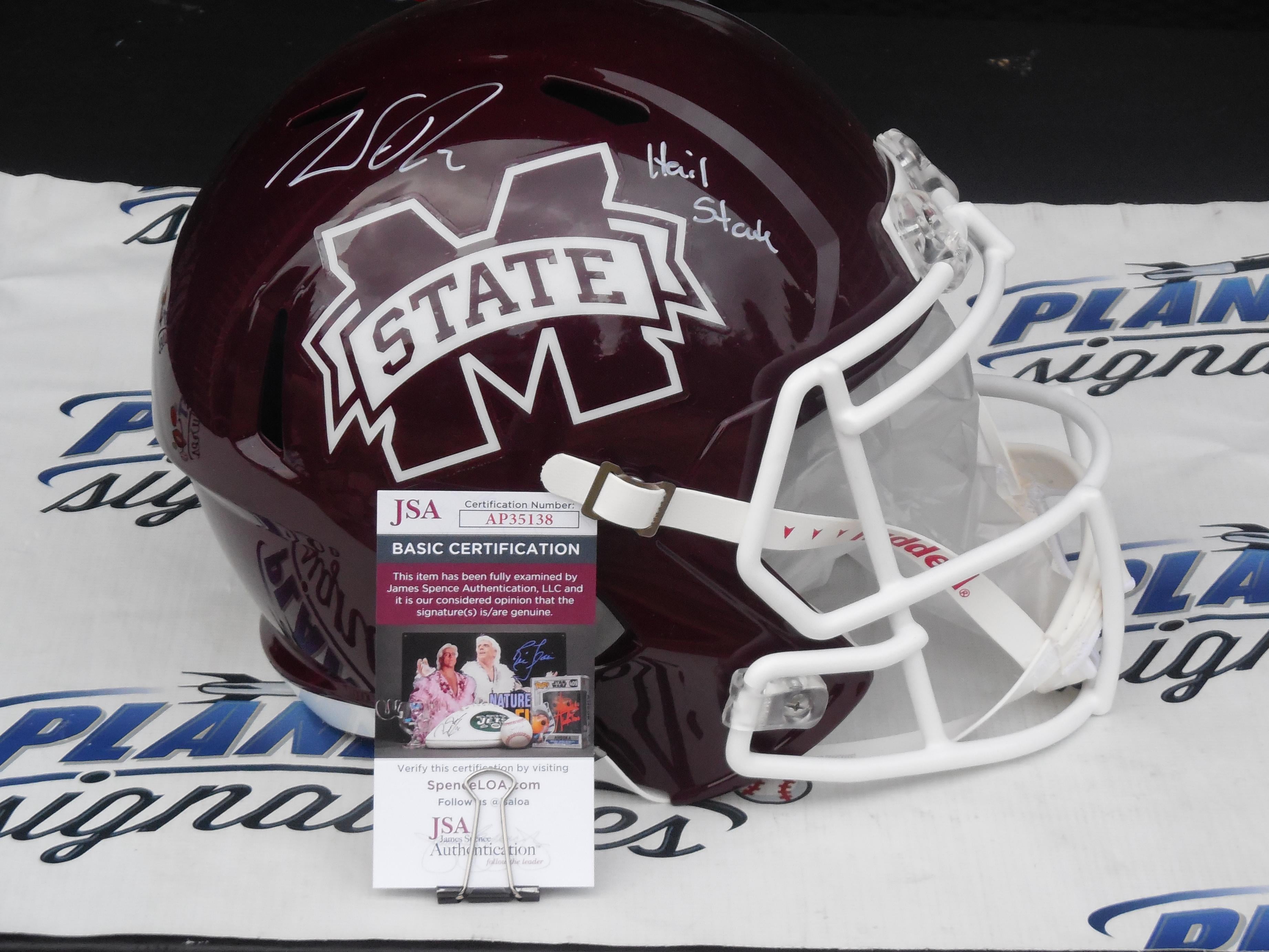 Will Rogers signed autographed Misssissippi State MSU Bulldogs full size speed helmet w/ Hail State JSA COA