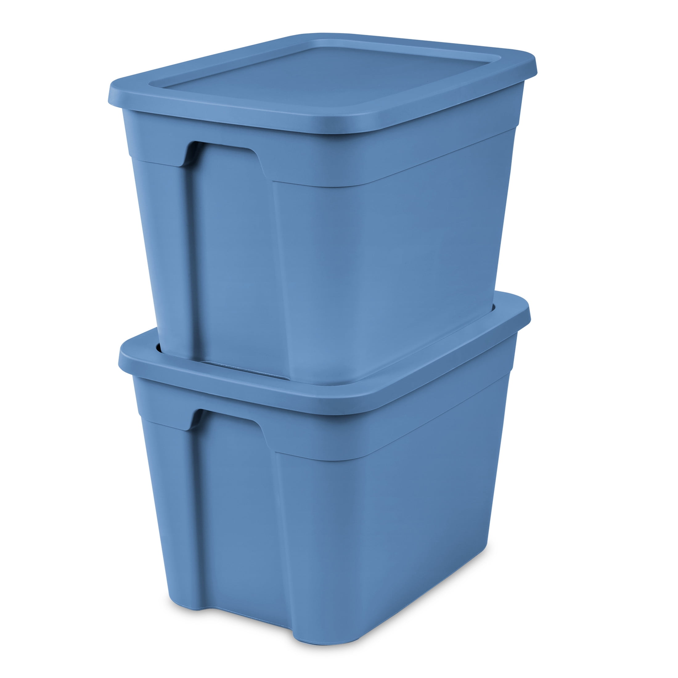 Sterilite 18 Gallon Tote, Plastic Storage Bin with Snap-on Lid, Stackable, Blue