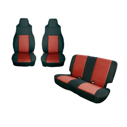 Rugged Ridge by RealTruck Seat Covers for Wrangler TJ | Black/Red | 13292.53 | Compatible with 1997-2002 Jeep Wrangler TJ
