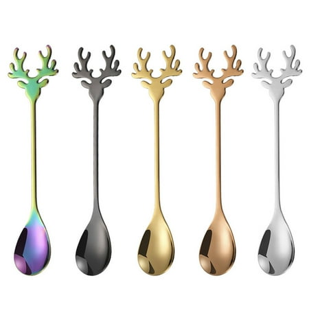 

PAPADA 5Pcs Multifunction Stainless Steel Mini Coffee Spoon Exquisite Elegant Home Gift