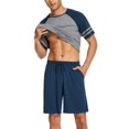 thumbnail image 2 of Ekouaer Mens Pajama Short Sets Short Sleeve Crewneck Pajama Lounge Set Raglan Sleepwear, 2 of 6