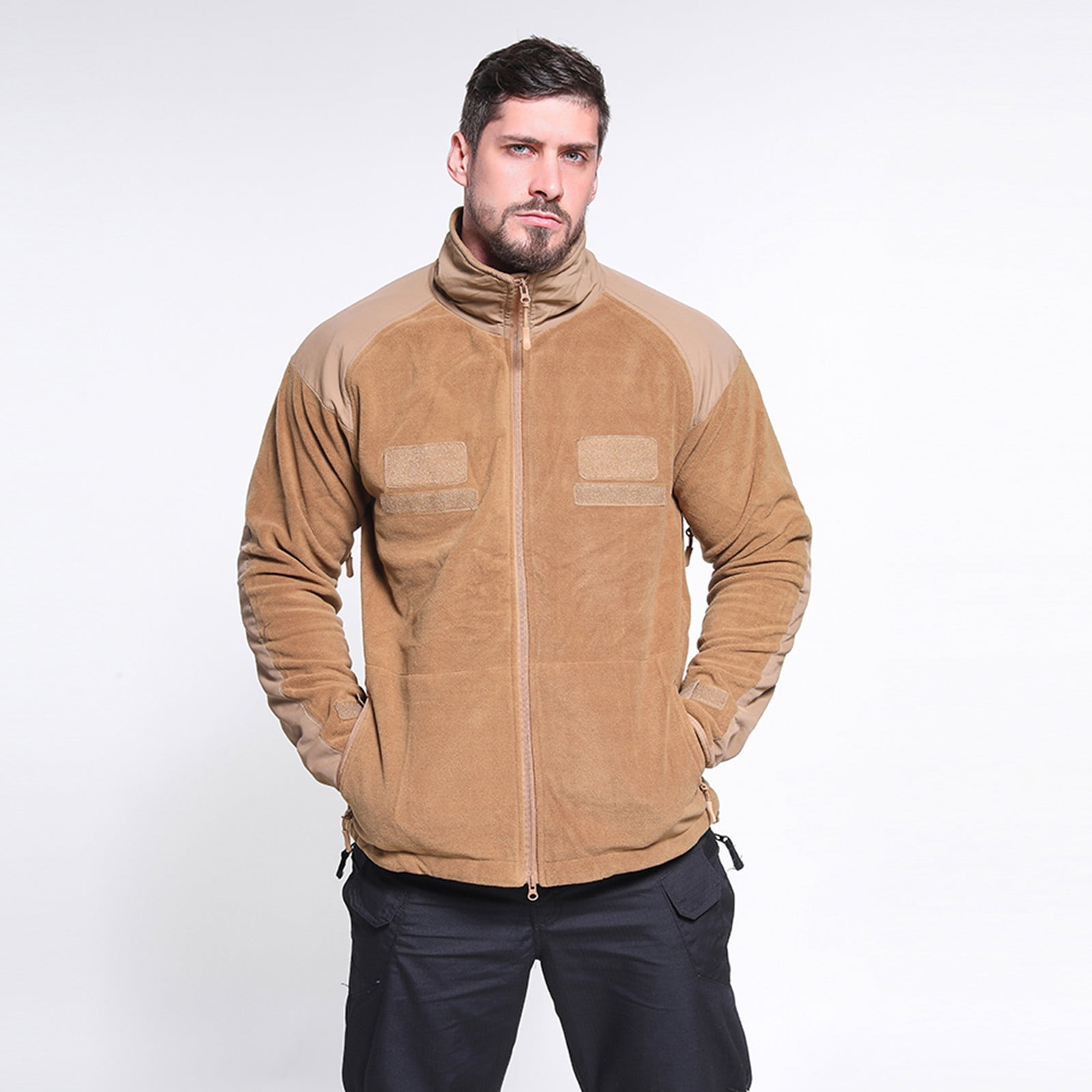 Lanhui Outdoor Stand-up Collar Fleece Thickened Warm Sports Men's Fleece Jacket, Size: Small, Yellow