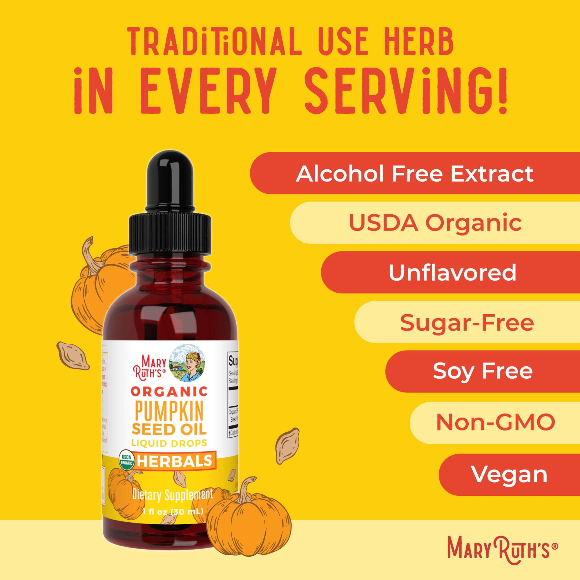 MaryRuth's Organic Pumpkin Seed Oil Drops 1 oz - Cold-Pressed, Men's Urinary Health Support, Sugar Free, Vegan, Non-GMO, 60 Servings