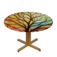 thumbnail image 3 of HAOXIT Round Fitted Tablecloth with Elastic Edge, Abstract Colorful Leaf Table Cover Waterproof Wipeable Table Cloths for Round Tables, Ideal for Picnic, Patio, Fits Round Tables 46-50, 3 of 8