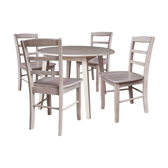 42" Round Dual Drop Leaf Dining Table with 4 Chairs