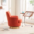 thumbnail image 3 of Velvet Swivel Barrel Chair, Accent Chairs Armchair for Living Room, Reading Chairs for Bedroom, Round Barrel Chairs with Gold Stainless Steel Base, 300lbs Weight Capacity, Easy Assembly(Orange), 3 of 9