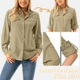 thumbnail image 4 of FEN AI Women UPF 50+ UV Sun Protection Safari Shirts Convertible Long Sleeve Button Down Shirt for Hiking Fishing Tops Khaki, 4 of 10