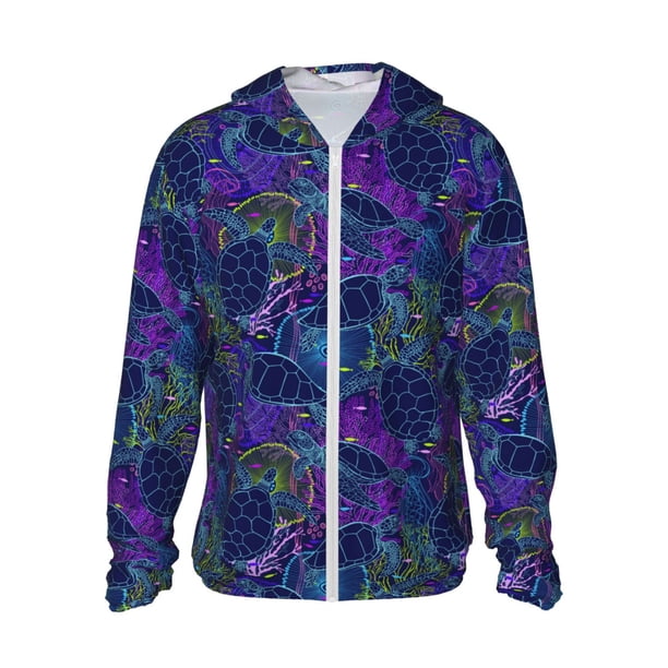 Fotbe Turtles Chaqueta con Protección Solar UPF 50+ para Hombre y Mujer, Camisa con Capucha y Bolsillos-X-Large
