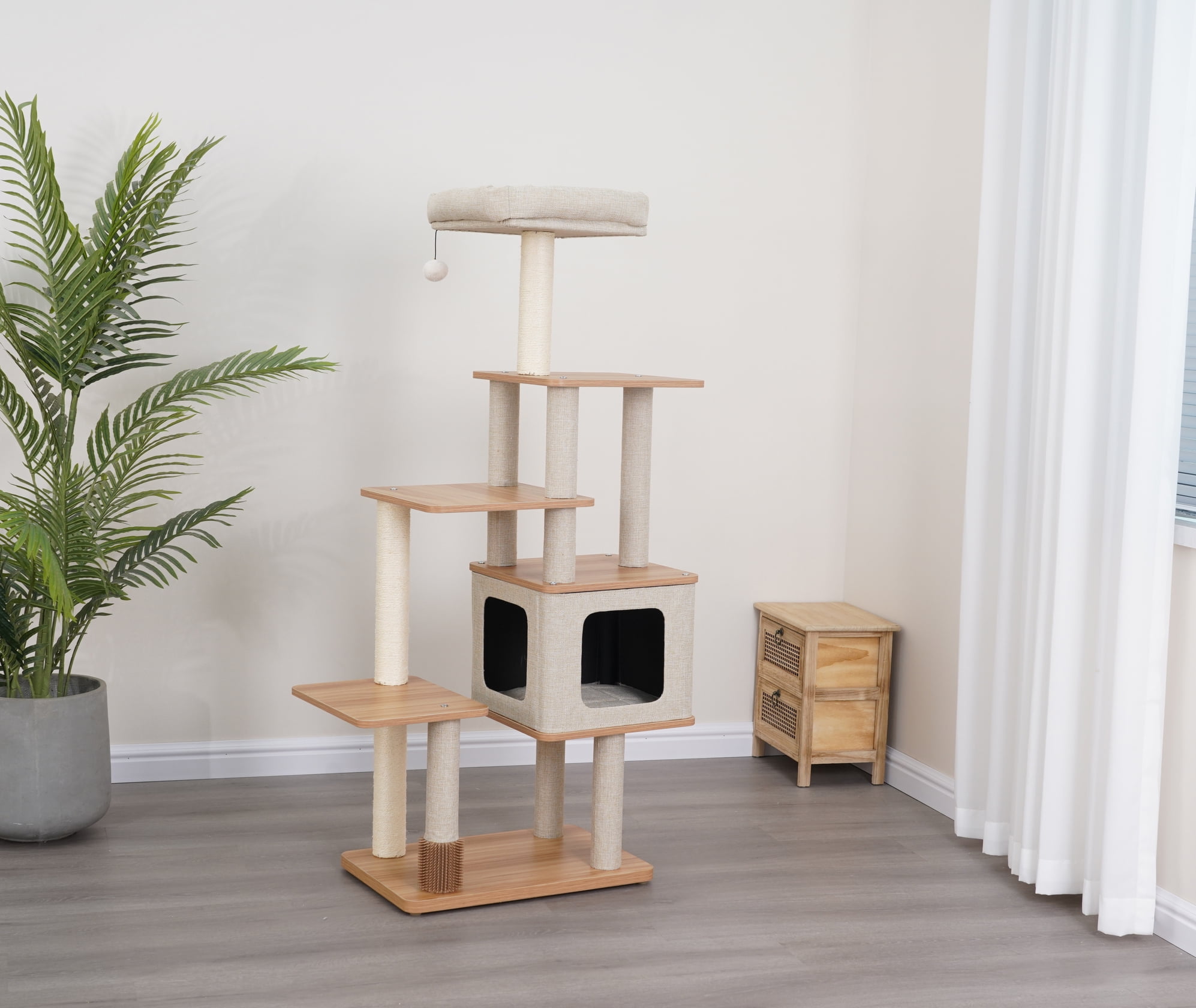 Vibrant Life 5-Level 50" Multi-Functional Cat Tree with Condo Perch  Sisal Posts, Beige