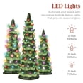 thumbnail image 4 of Best Choice Products Set of 3 XL Pre-Lit Hand-Painted Ceramic Tabletop Christmas Trees w/Multi Lights  Green, 4 of 7