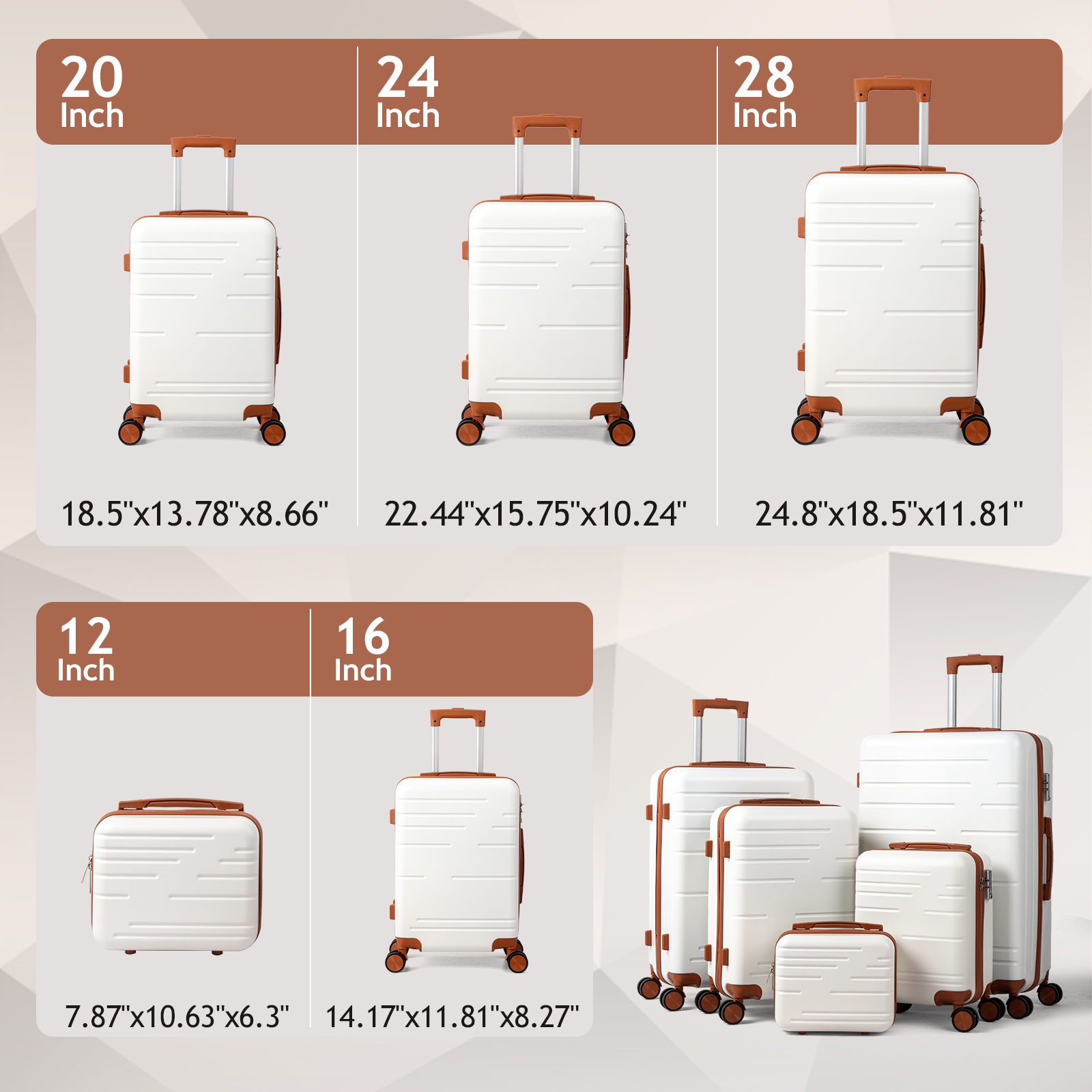 Zimtown 5-Piece Hardside Luggage Set with Cosmetic Case photo 2