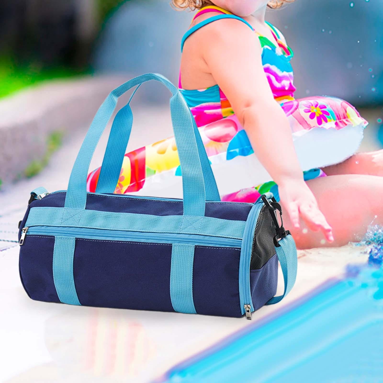 Menolana Kid Travel Duffle Bag with Shoe Compartment Weekender Sleepover Carry on Bag Swimming Bag Sports Gym Bag for Camp Swim Beach Blue