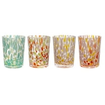 Creative Co-Op Round Glass Drinking Glass with Various Styles, Multicolor, Set of 4