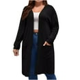 thumbnail image 2 of Winter Clearance!Brilliant Jackets for Women Plus Size No Hood Women's Oversized Open Front Hooded Draped Pockets Cardigan Coat Black XXL, 2 of 6