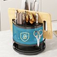 thumbnail image 2 of Kitchen Rack Knife Holder Multi-Function Chopsticks Cylinder Black Steel 360-Degree Cutting Board Storage, 2 of 15