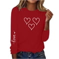 thumbnail image 2 of Itsame Women Long Sleeve Heart T-Shirts Valentine's Sweatshirt Loose Crew Neck Tops Red Size 3XL, 2 of 5